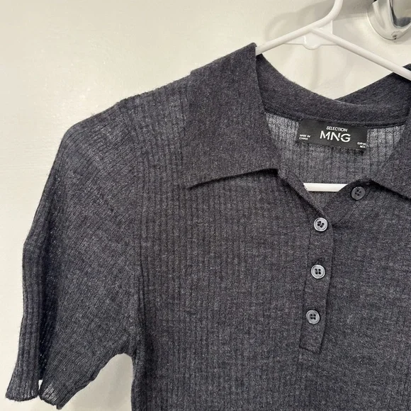 Mango SELECTION WOOL Button Up Polo Size XS - Picture 6 of 7
